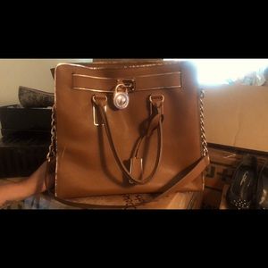 MK brown handbag with rose gold hardware